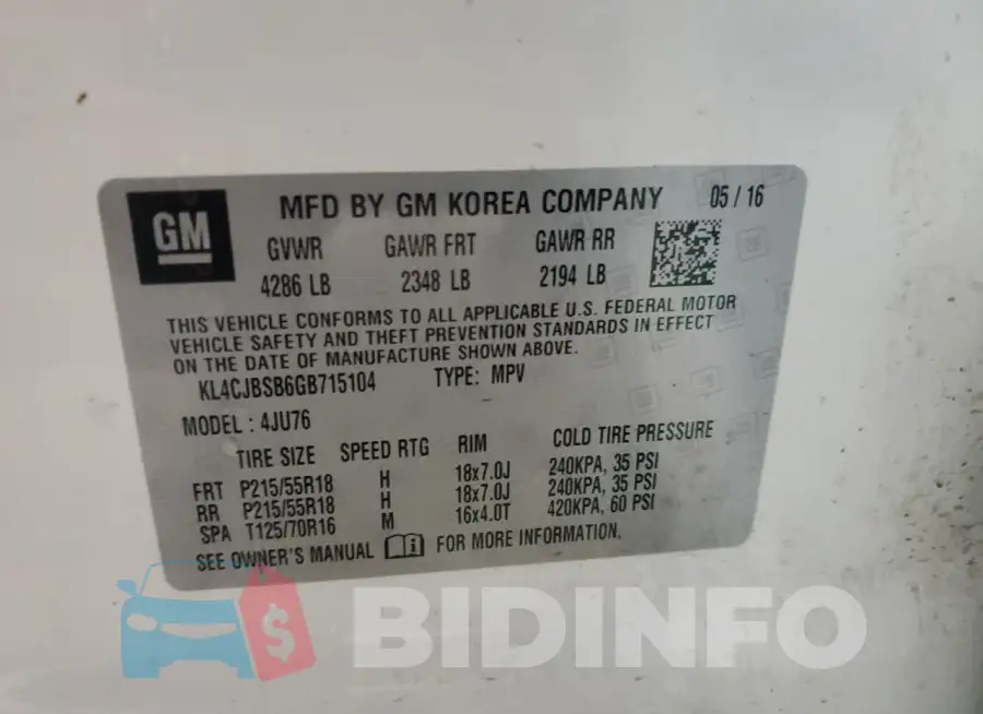 KL4CJBSB6GB715104 Photo# 12