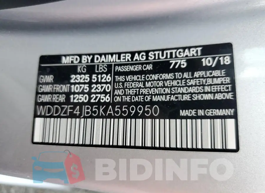 WDDZF4JB5KA559950 Photo# 13