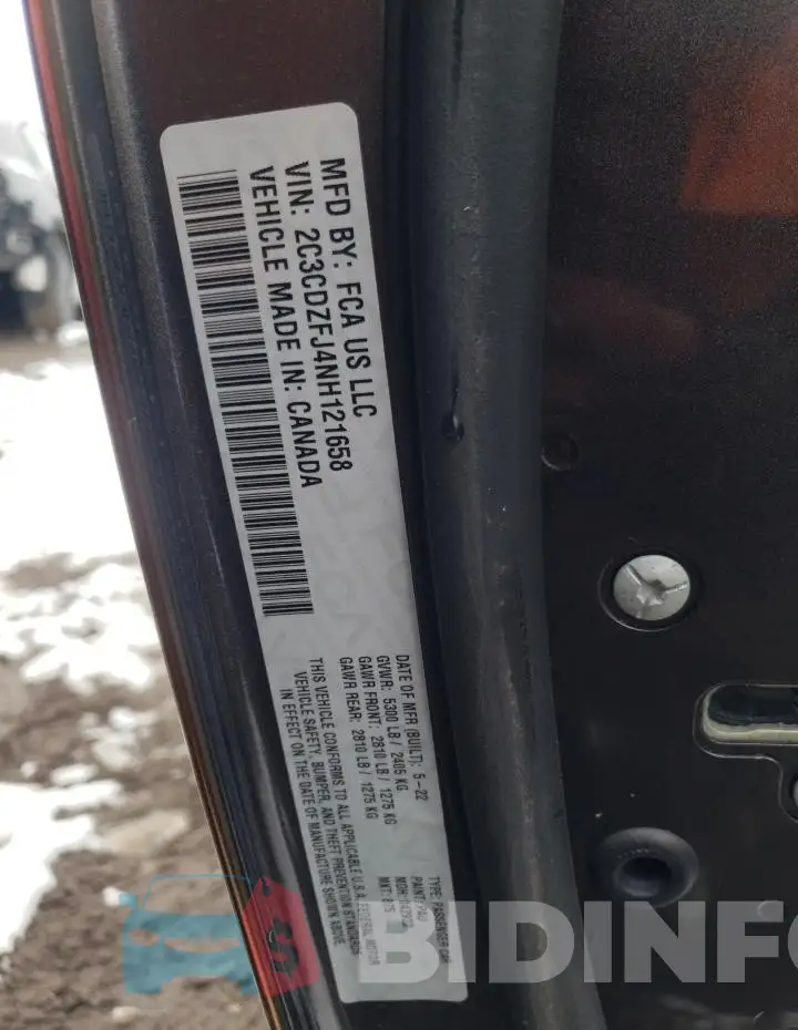 2C3CDZFJ4NH121658 Photo# 13