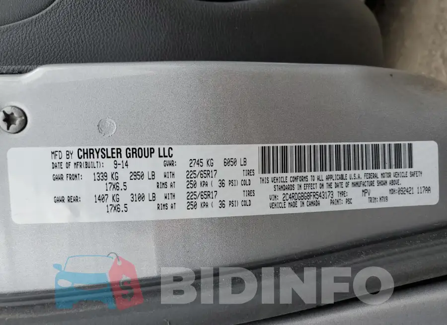 2C4RDGBG8FR543173 Photo# 13