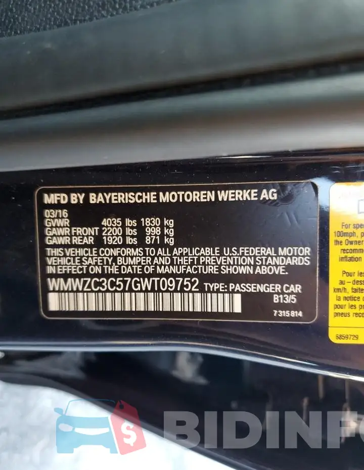 WMWZC3C57GWT09752 Photo# 12