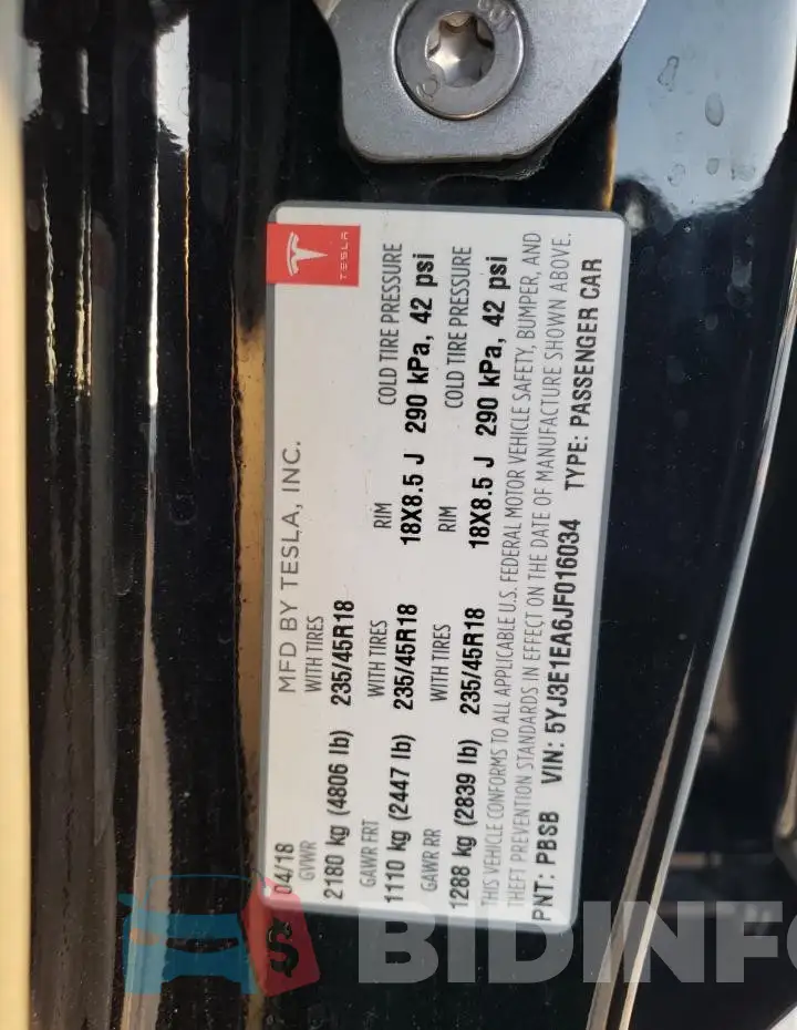 5YJ3E1EA6JF016034 Photo# 13