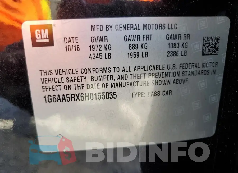 1G6AA5RX6H0155035 Photo# 12