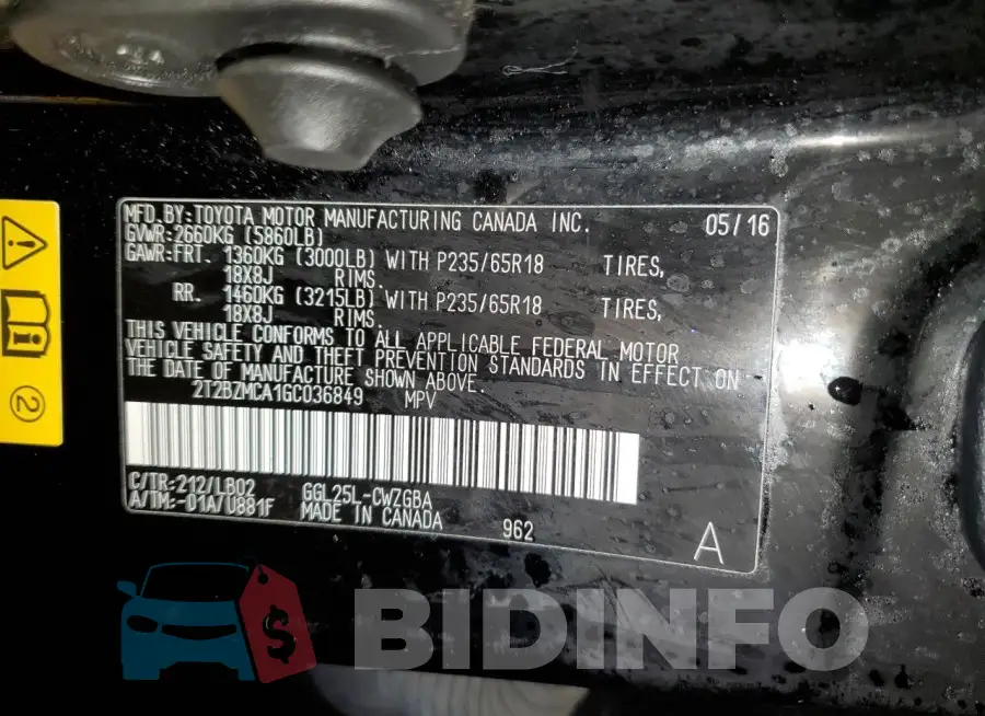 2T2BZMCA1GC036849 Photo# 12