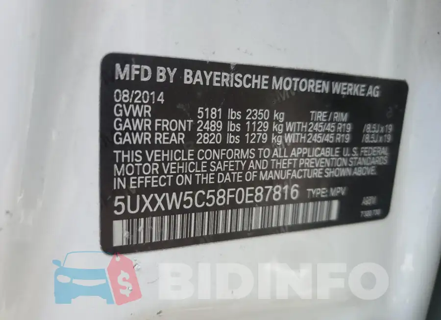 5UXXW5C58F0E87816 Photo# 14
