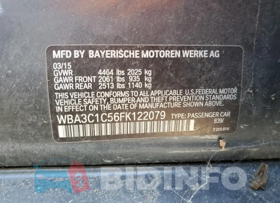 WBA3C1C56FK122079 Photo# 12