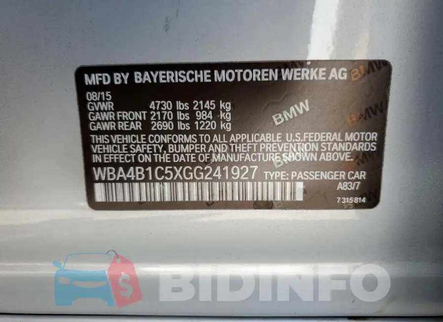 WBA4B1C5XGG241927 Photo# 12