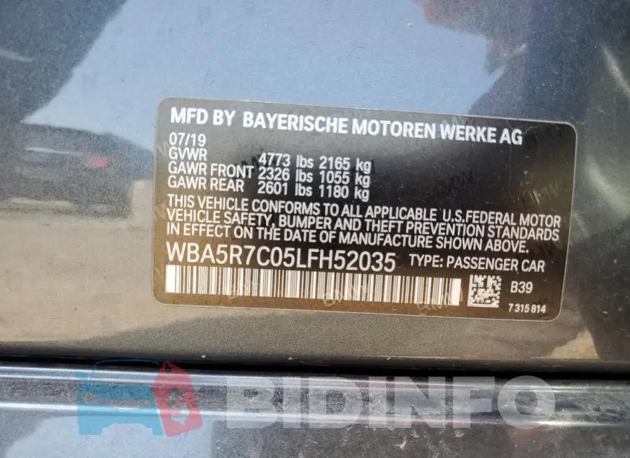 WBA5R7C05LFH52035 Photo# 13