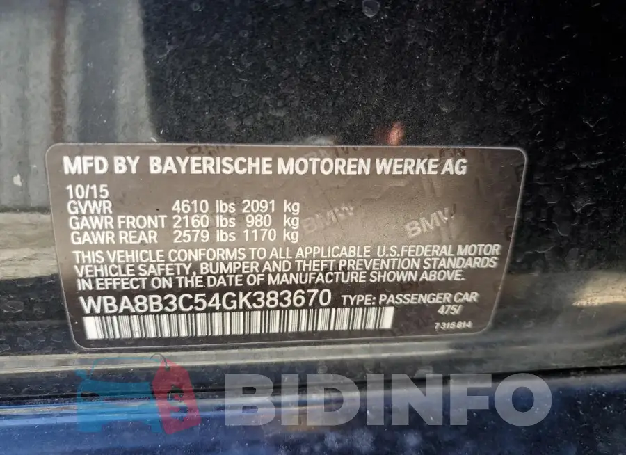 WBA8B3C54GK383670 Photo# 12
