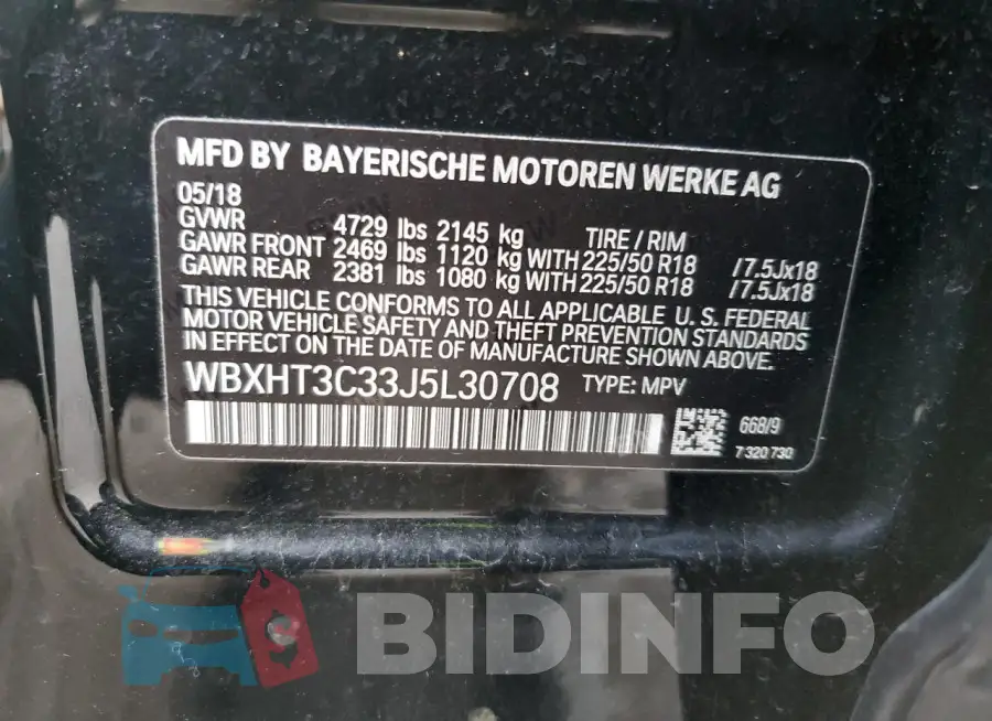 WBXHT3C33J5L30708 Photo# 14