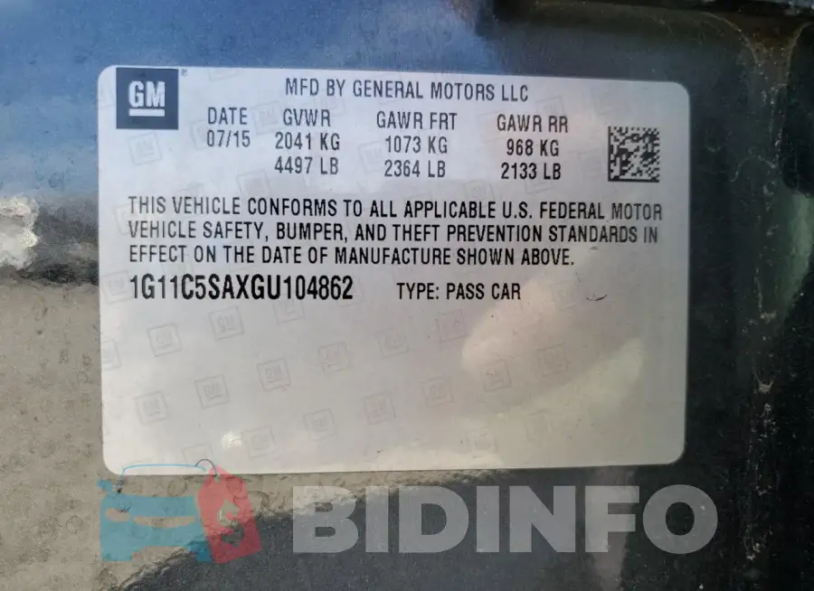 1G11C5SAXGU104862 Photo# 12