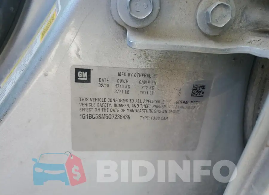 1G1BC5SM5G7236439 Photo# 12