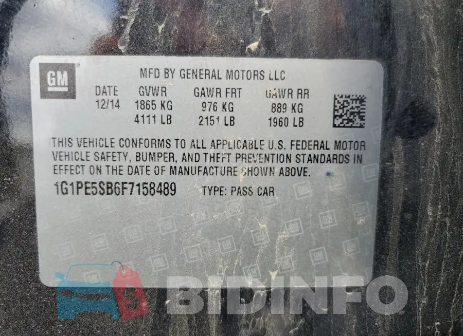 1G1PE5SB6F7158489 Photo# 12