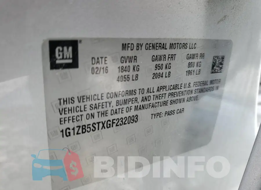 1G1ZB5STXGF232093 Photo# 12