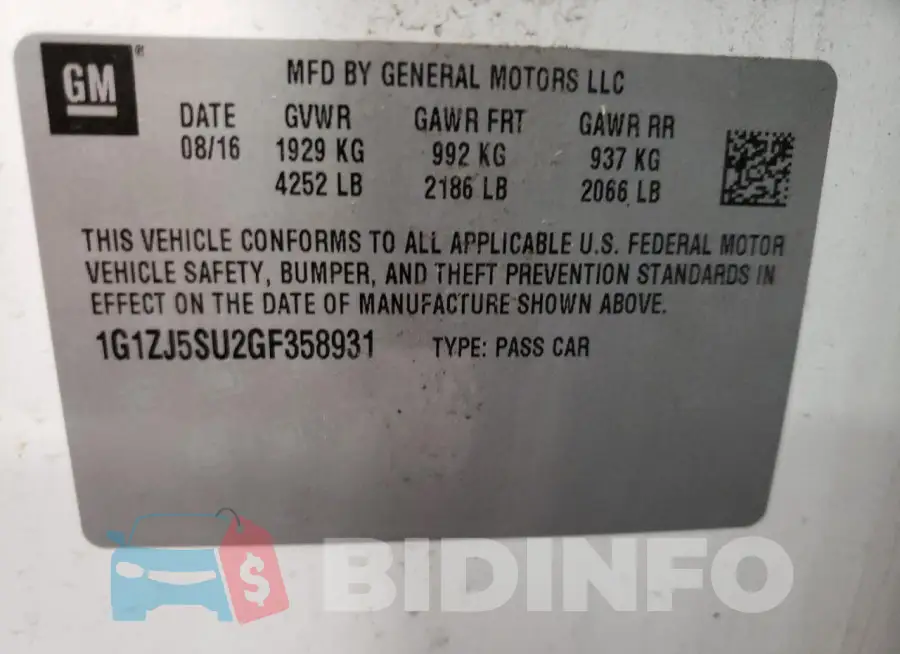 1G1ZJ5SU2GF358931 Photo# 12