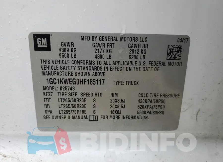 1GC1KWEG0HF185117 Photo# 12
