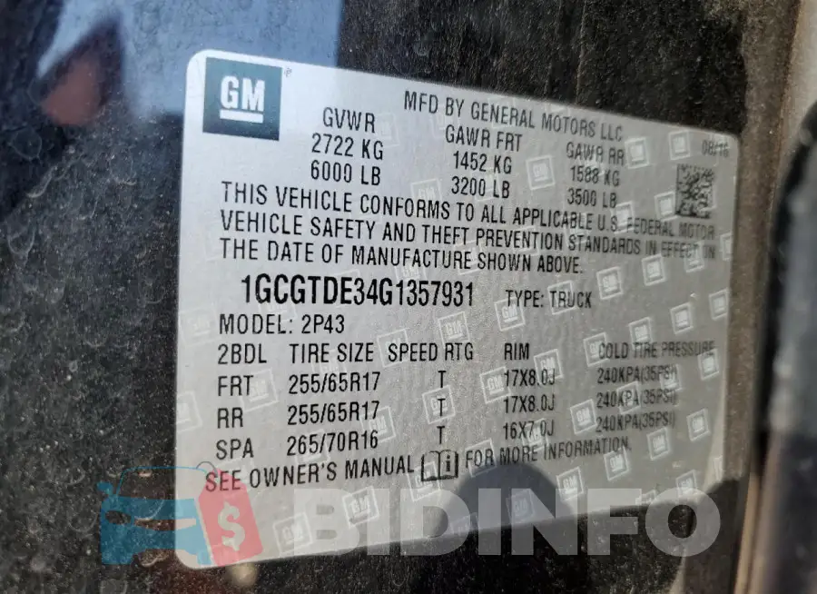 1GCGTDE34G1357931 Photo# 12