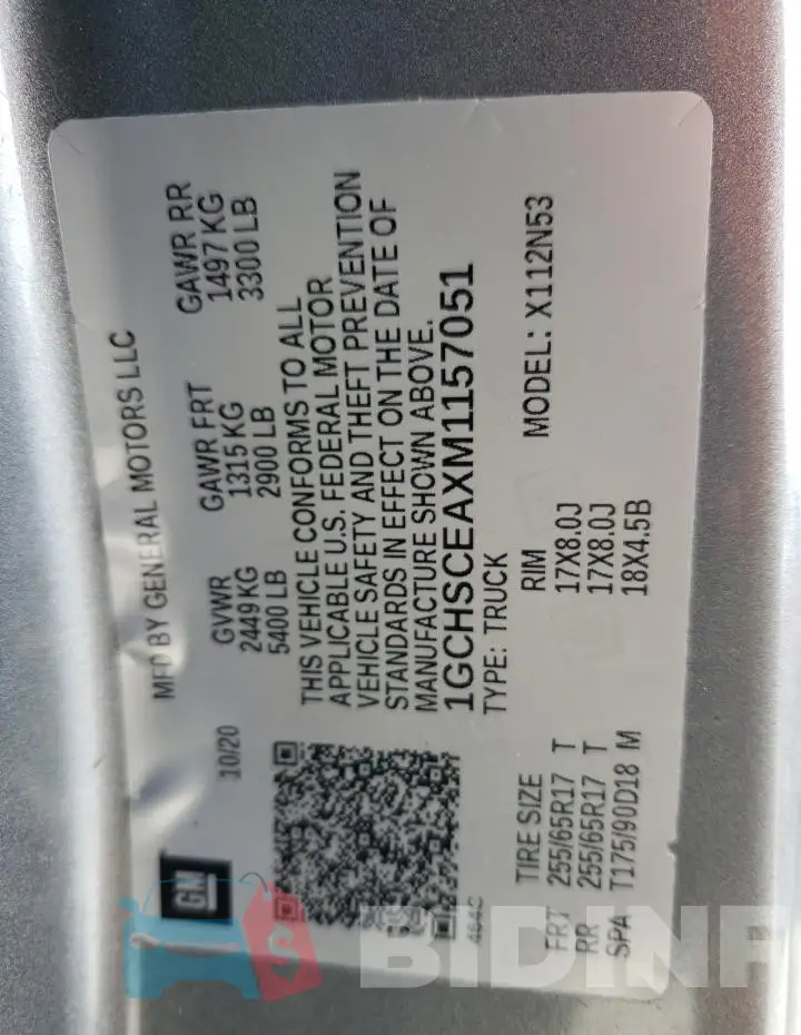 1GCHSCEAXM1157051 Photo# 13
