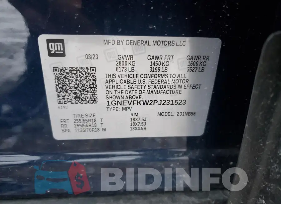 1GNEVFKW2PJ231523 Photo# 13