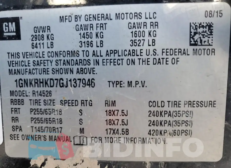 1GNKRHKD7GJ137946 Photo# 12