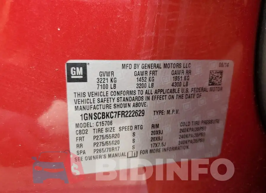 1GNSCBKC7FR222629 Photo# 13