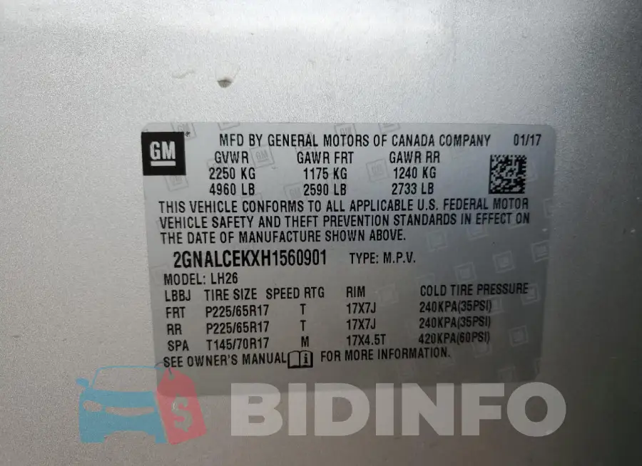 2GNALCEKXH1560901 Photo# 13