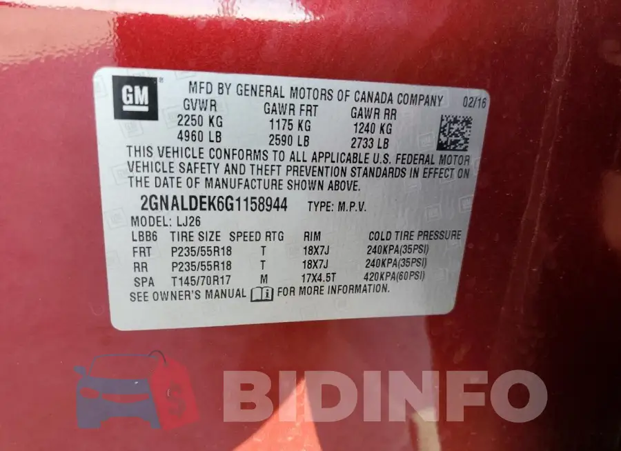 2GNALDEK6G1158944 Photo# 13