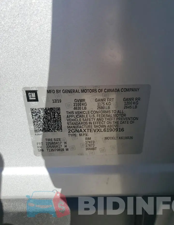 2GNAXTEVXL6190916 Photo# 13