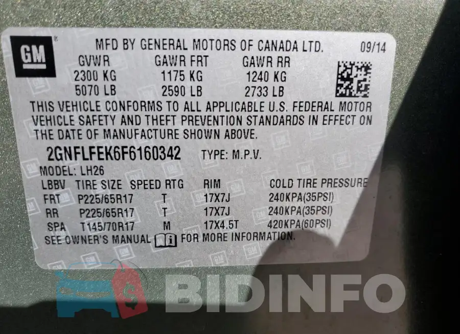 2GNFLFEK6F6160342 Photo# 12