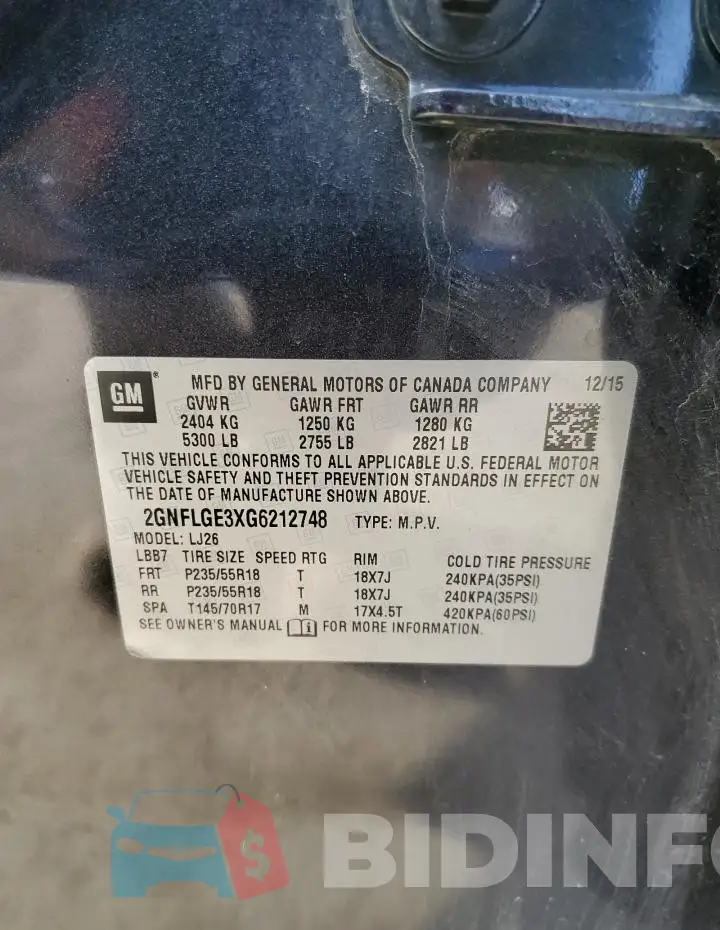 2GNFLGE3XG6212748 Photo# 13