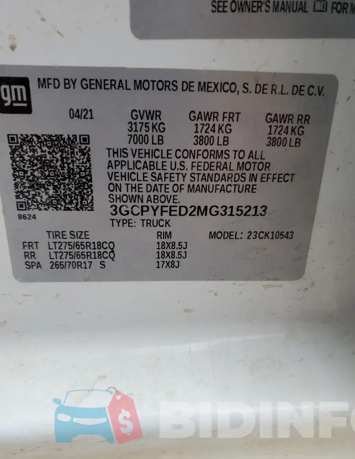 3GCPYFED2MG315213 Photo# 12