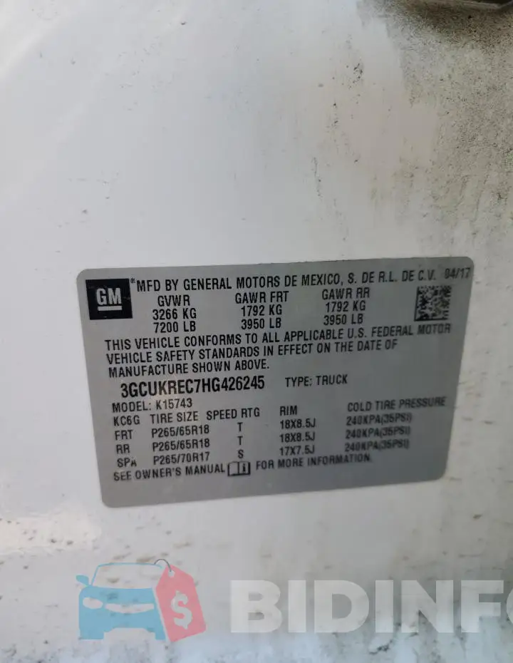 3GCUKREC7HG426245 Photo# 12