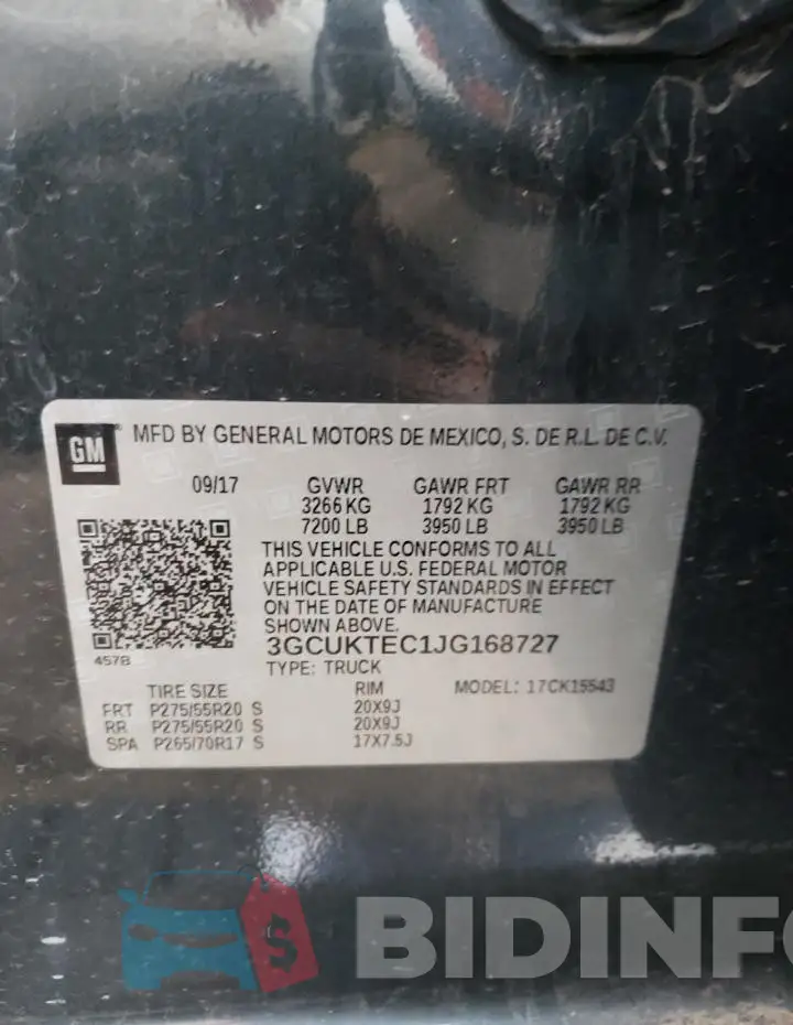 3GCUKTEC1JG168727 Photo# 13