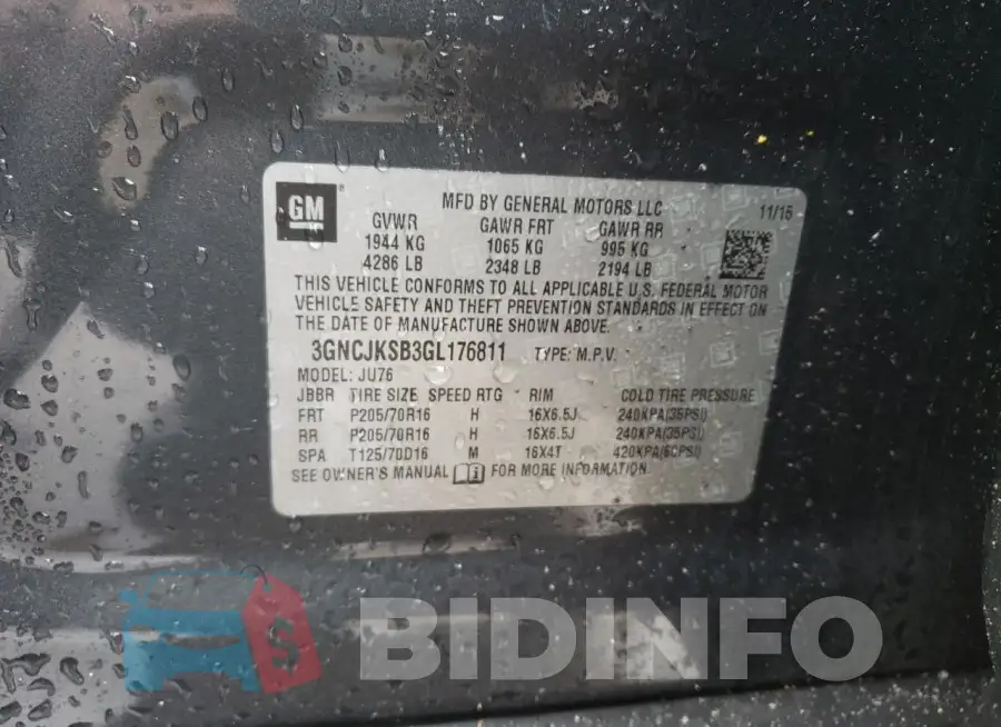 3GNCJKSB3GL176811 Photo# 12