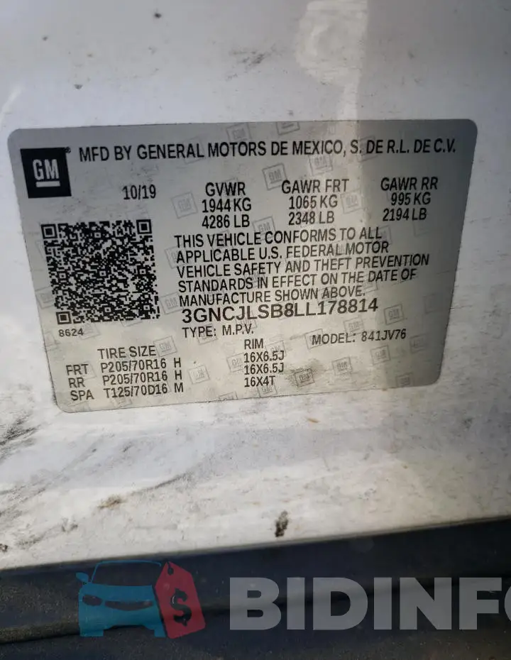 3GNCJLSB8LL178814 Photo# 14
