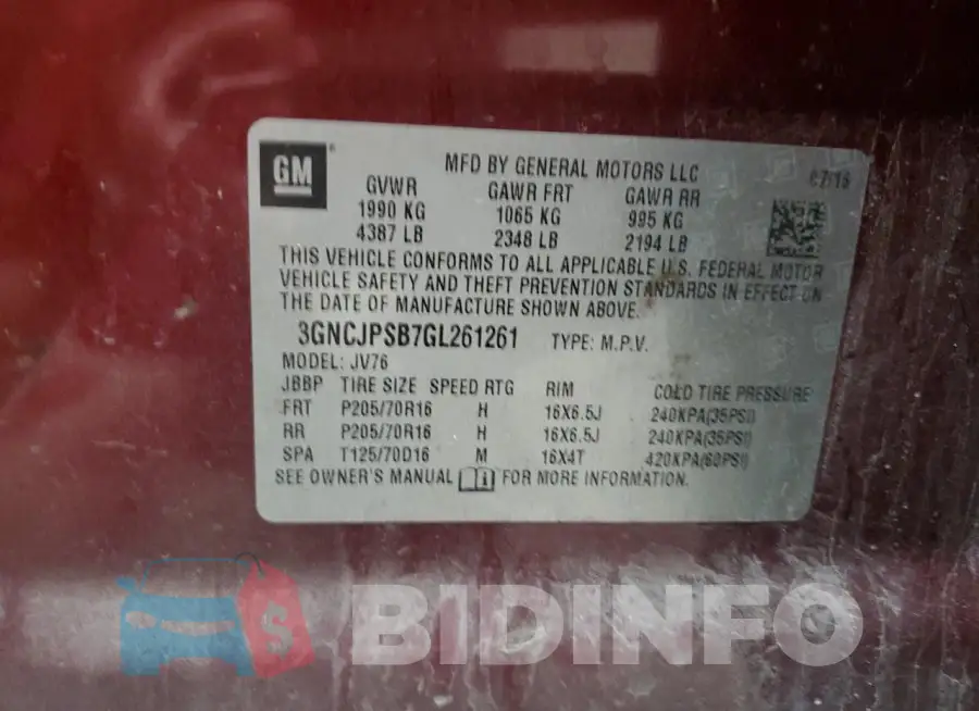 3GNCJPSB7GL261261 Photo# 13