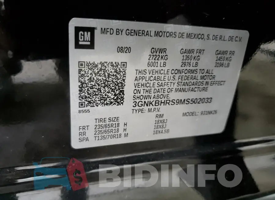 3GNKBHRS9MS502033 Photo# 14