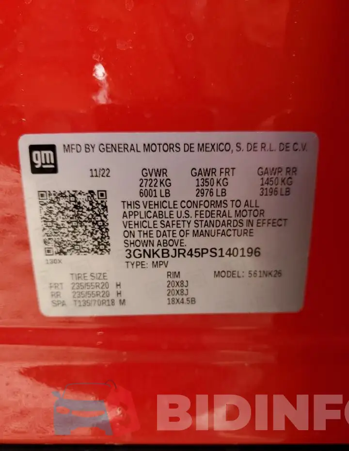 3GNKBJR45PS140196 Photo# 13