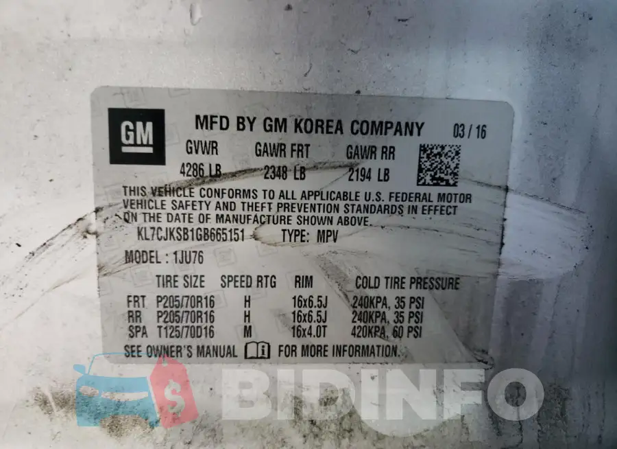 KL7CJKSB1GB665151 Photo# 13
