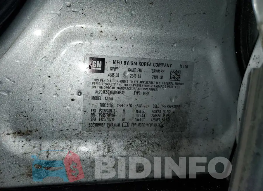 KL7CJKSBXHB060840 Photo# 13