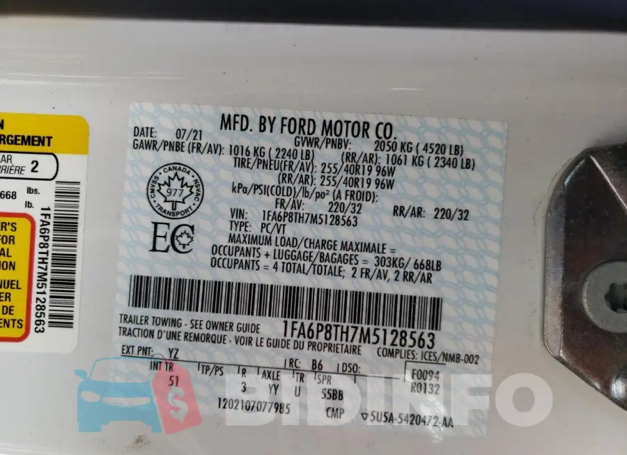 1FA6P8TH7M5128563 Photo# 13