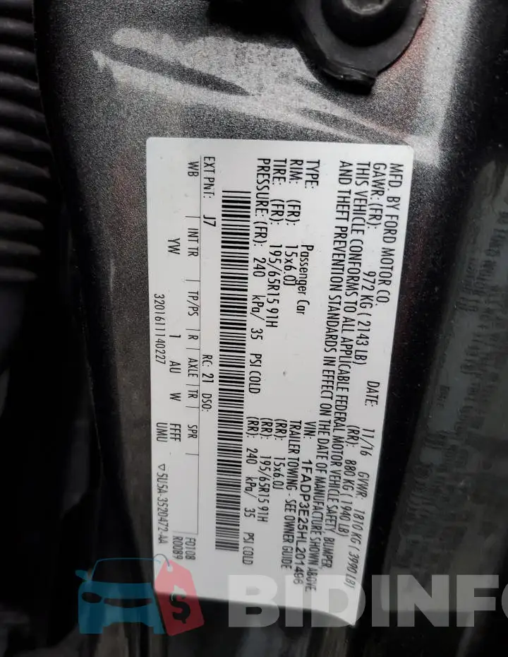 1FADP3E25HL201496 Photo# 12
