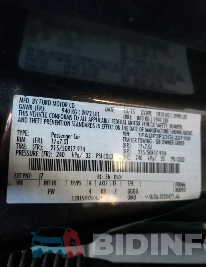 1FADP3F23GL221100 Photo# 12