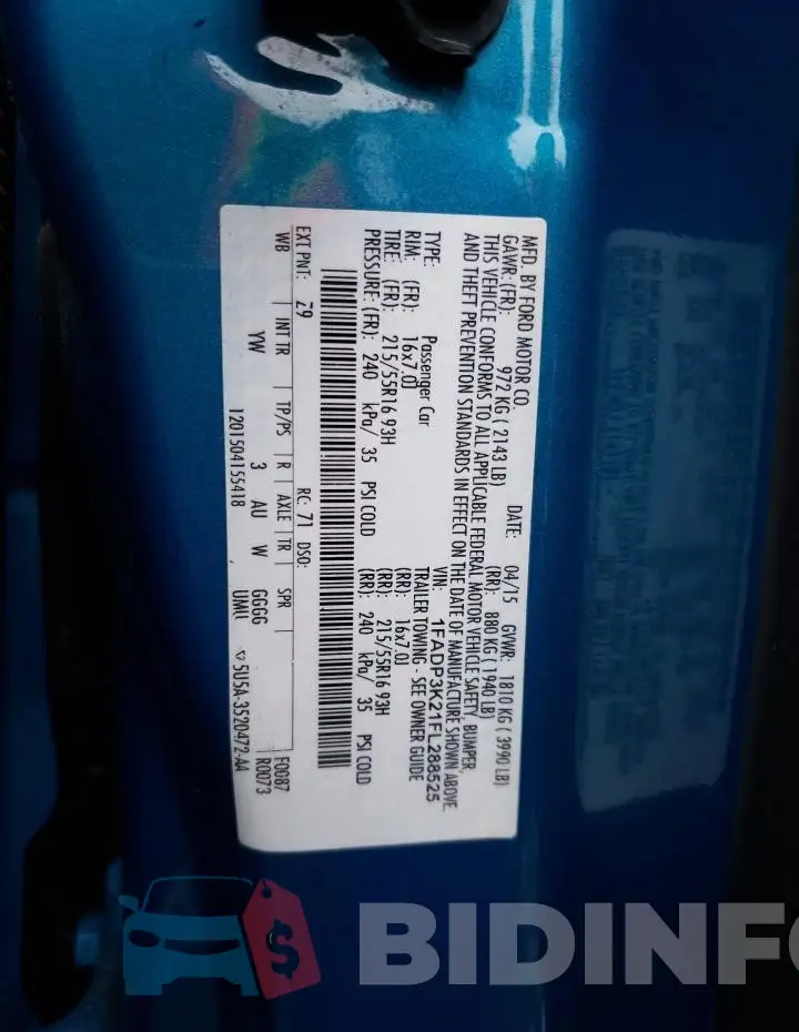 1FADP3K21FL288525 Photo# 12