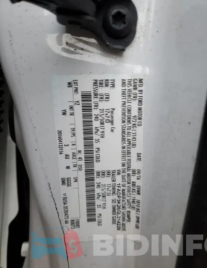 1FADP3K26GL314229 Photo# 12