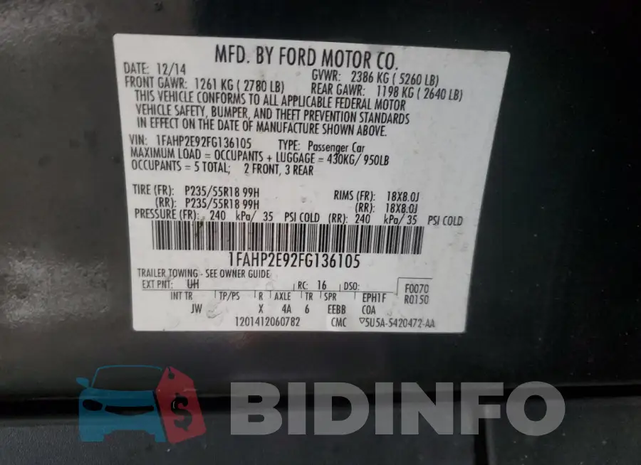 1FAHP2E92FG136105 Photo# 12