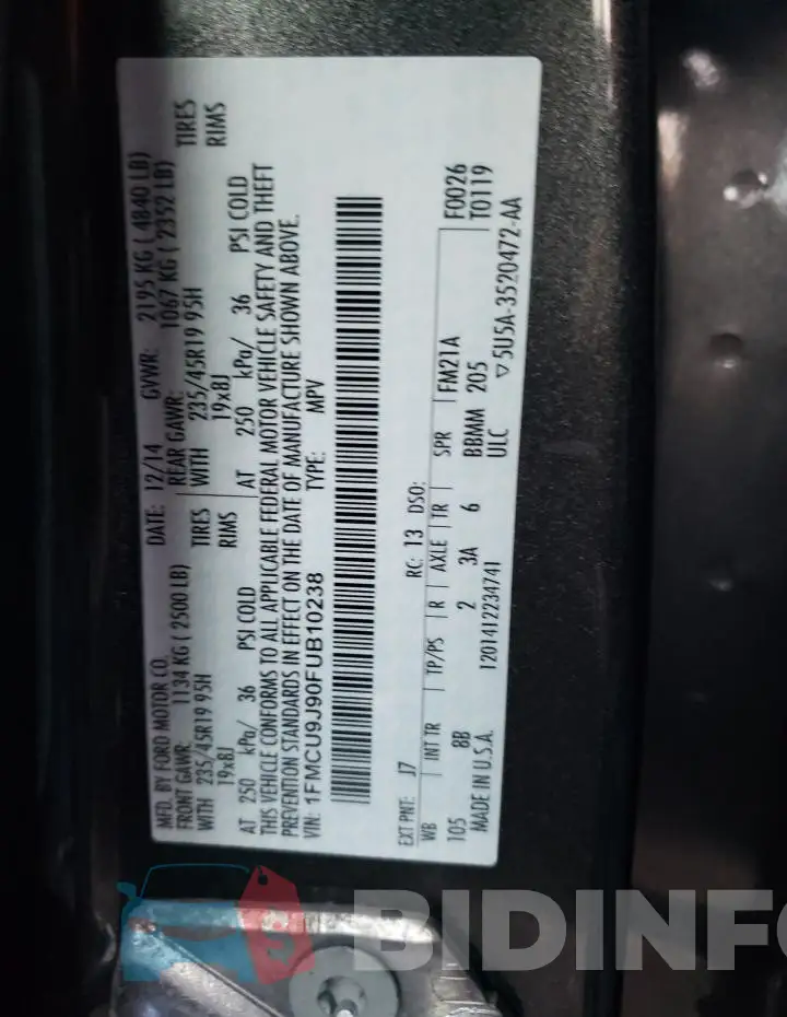 1FMCU9J90FUB10238 Photo# 12
