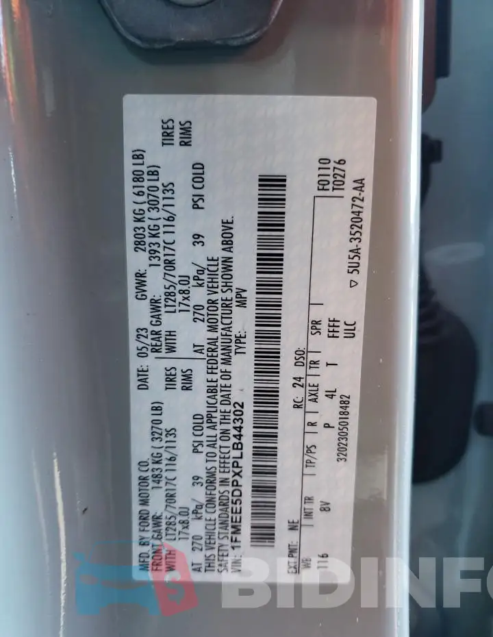 1FMEE5DPXPLB44302 Photo# 12
