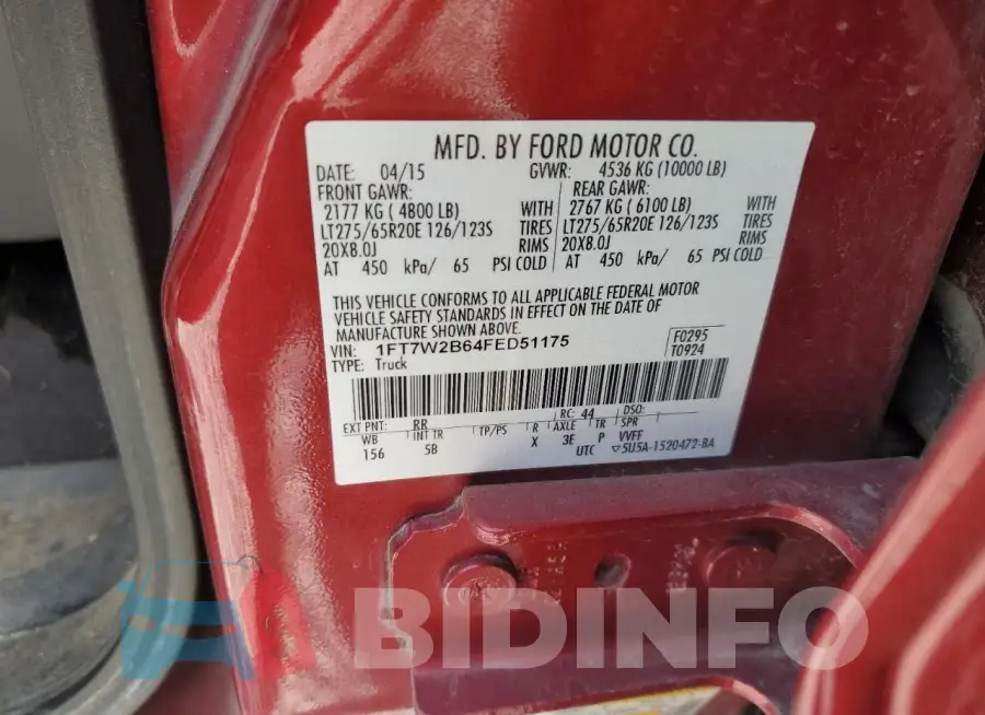 1FT7W2B64FED51175 Photo# 12