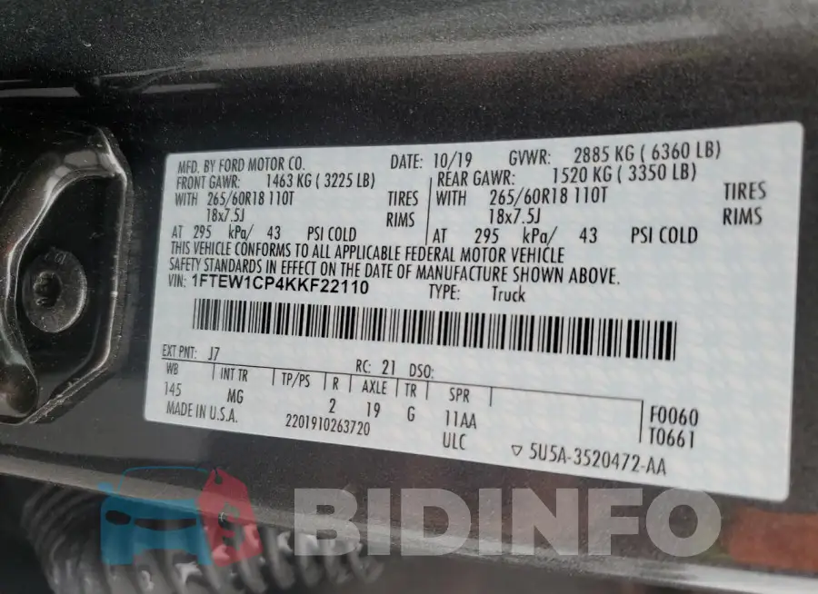 1FTEW1CP4KKF22110 Photo# 12